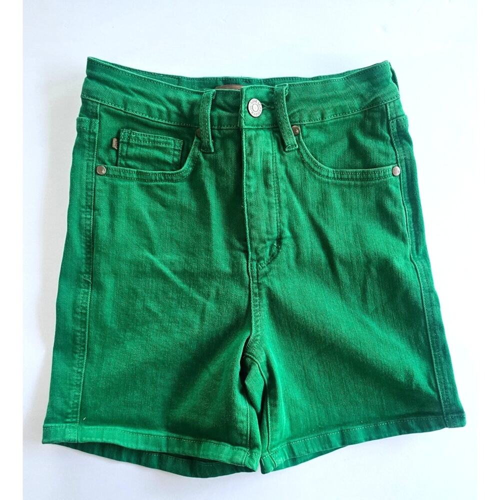Judy Blue Tummy Control Denim Shorts, Green, High Waist, Jean, Stretchy, Sz S